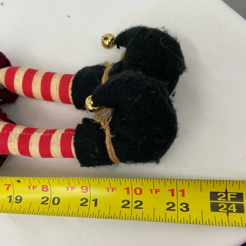 Handmade Elf  dressed in red velvet and‎ jingle bell boots 23' tall